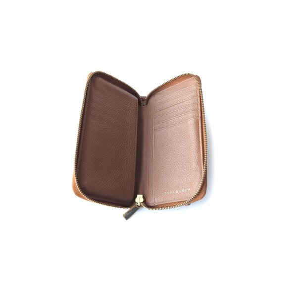 TORY BURCH Wallet Quilted British Tan Leather Phone Purse & Wallet Wris… - Picture 4 of 11